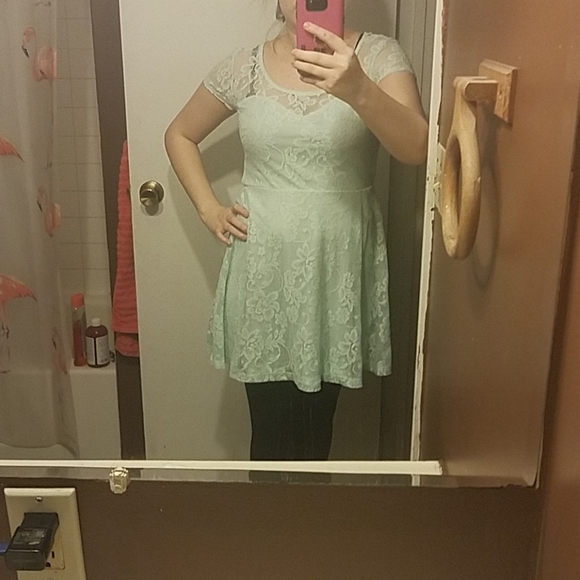 No Boundaries Mint Green Skater Dress - Picture 3 of 3